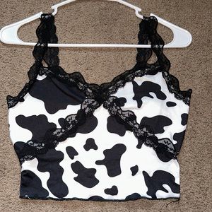 Cow print cropped tank
